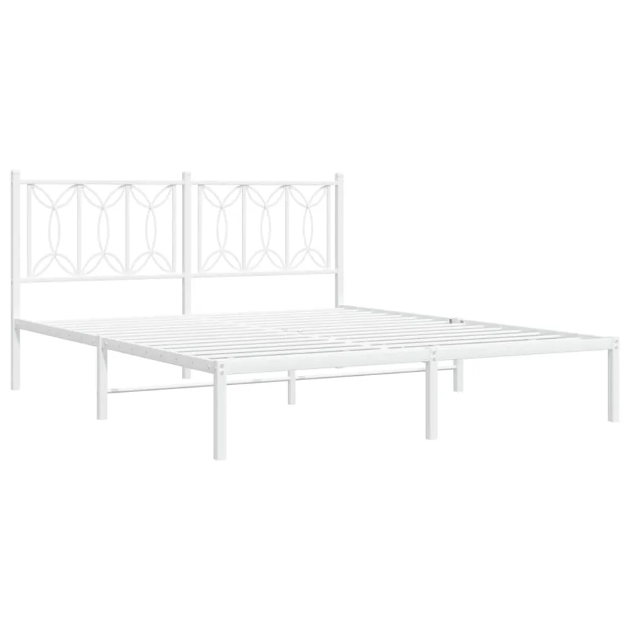 Cadre de lit métal sans matelas et tête de lit blanc 150x200 cm - 3