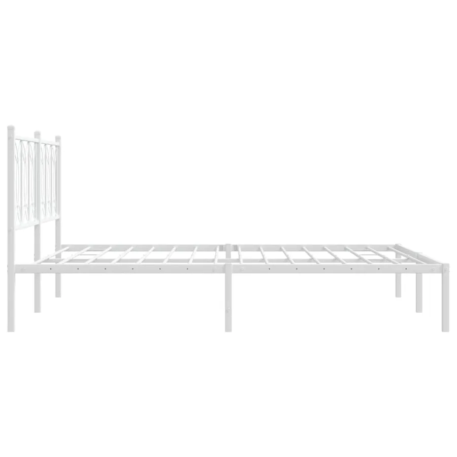 Cadre de lit métal sans matelas et tête de lit blanc 150x200 cm - 5