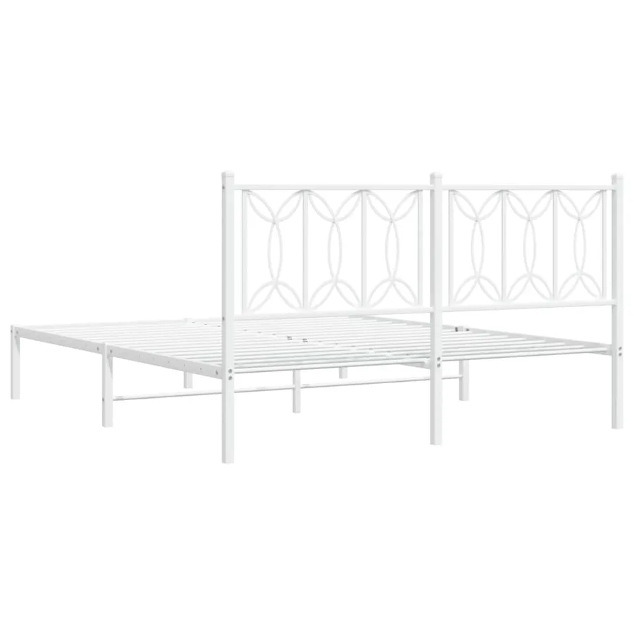 Cadre de lit métal sans matelas et tête de lit blanc 150x200 cm - 6