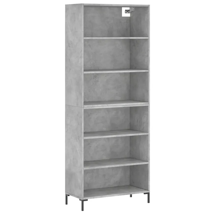 Buffet gris béton 69,5x32,5x180 cm bois d'ingénierie - 2