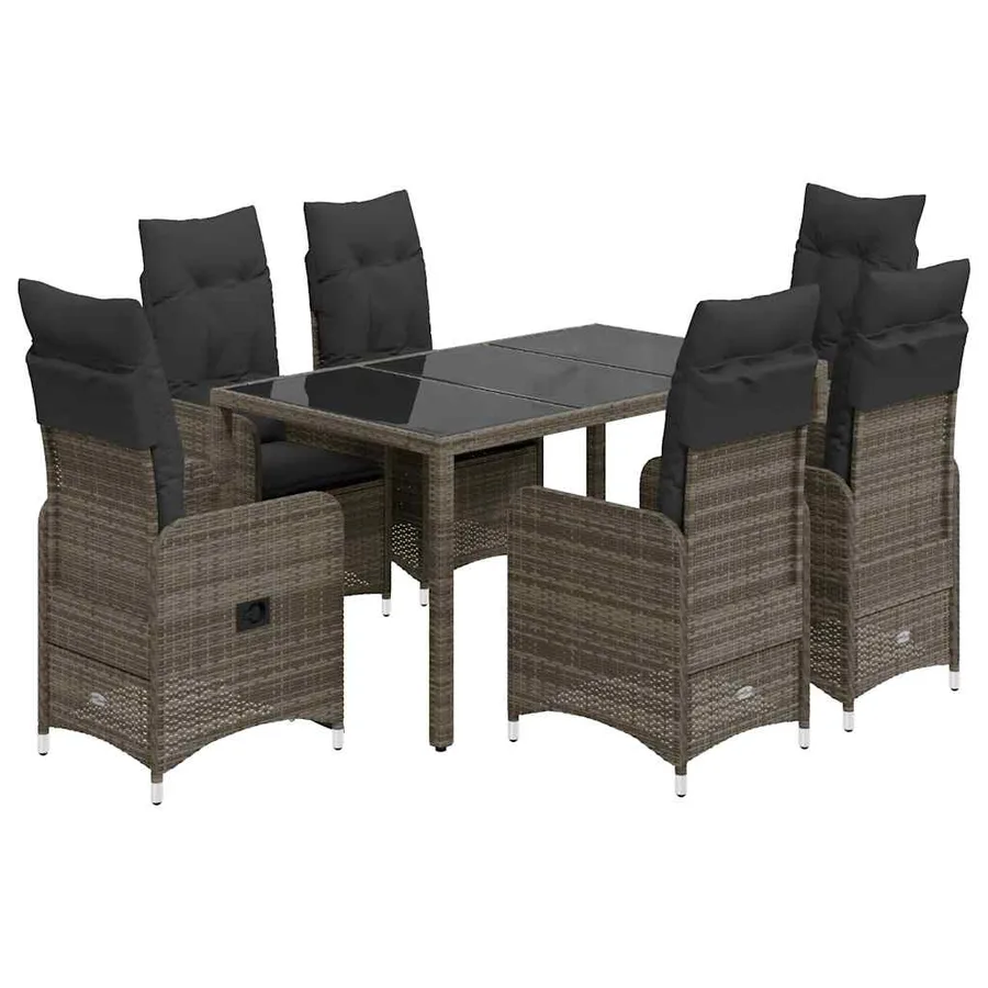 Ensemble de bistro de jardin 5 pcs coussins gris poly rotin - 2