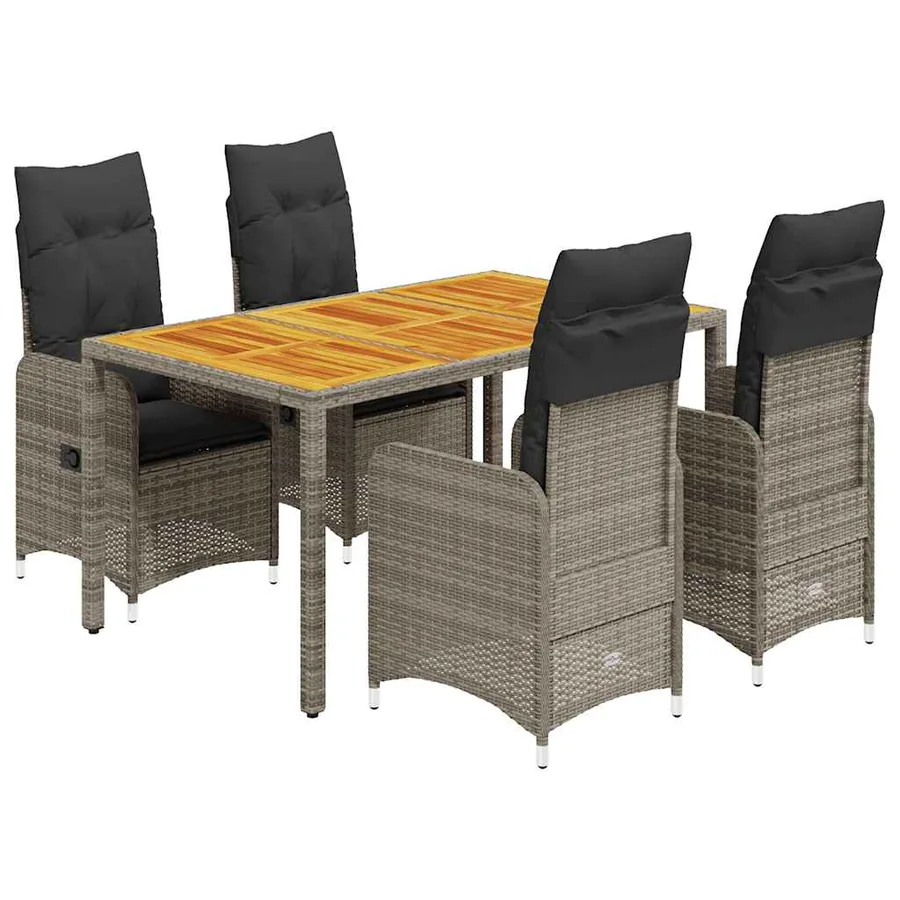 Ensemble de bistro de jardin 5 pcs coussins gris poly rotin - 2