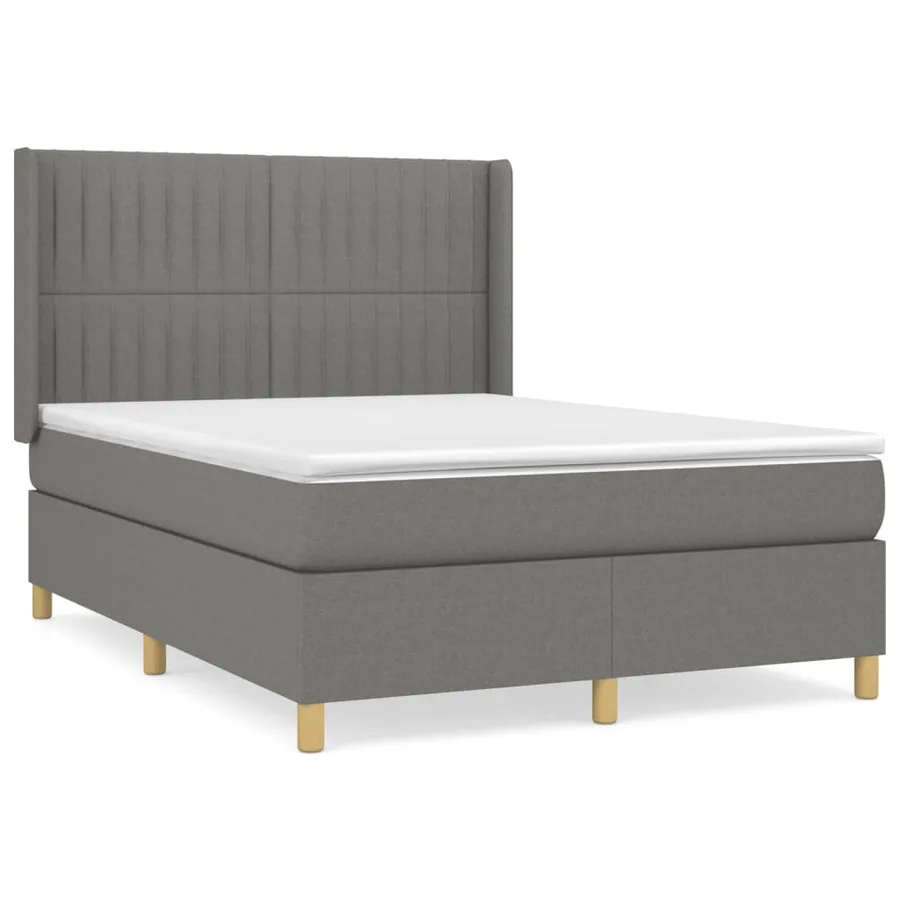 Sommier à lattes de lit avec matelas Gris foncé 140x200cm Tissu - 2