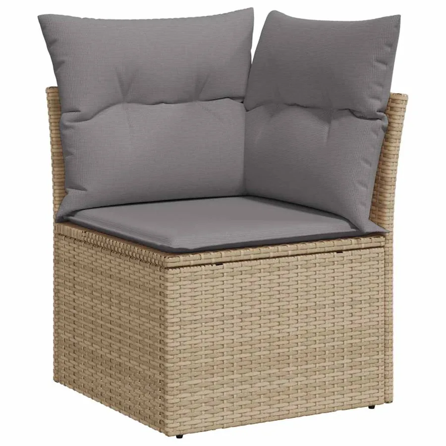 Salon de jardin avec coussins 7 pcs beige résine tressée - 4