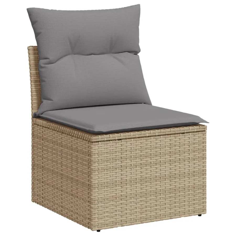 Salon de jardin avec coussins 9 pcs beige résine tressée - 14