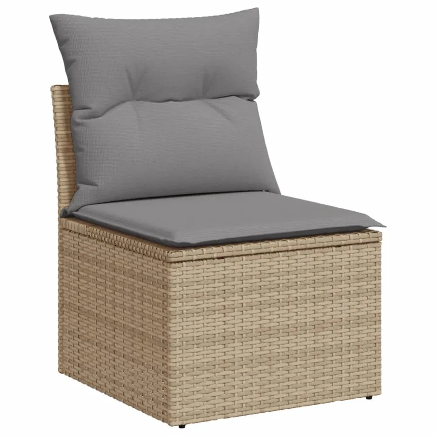 Salon de jardin avec coussins 9 pcs beige résine tressée - 3