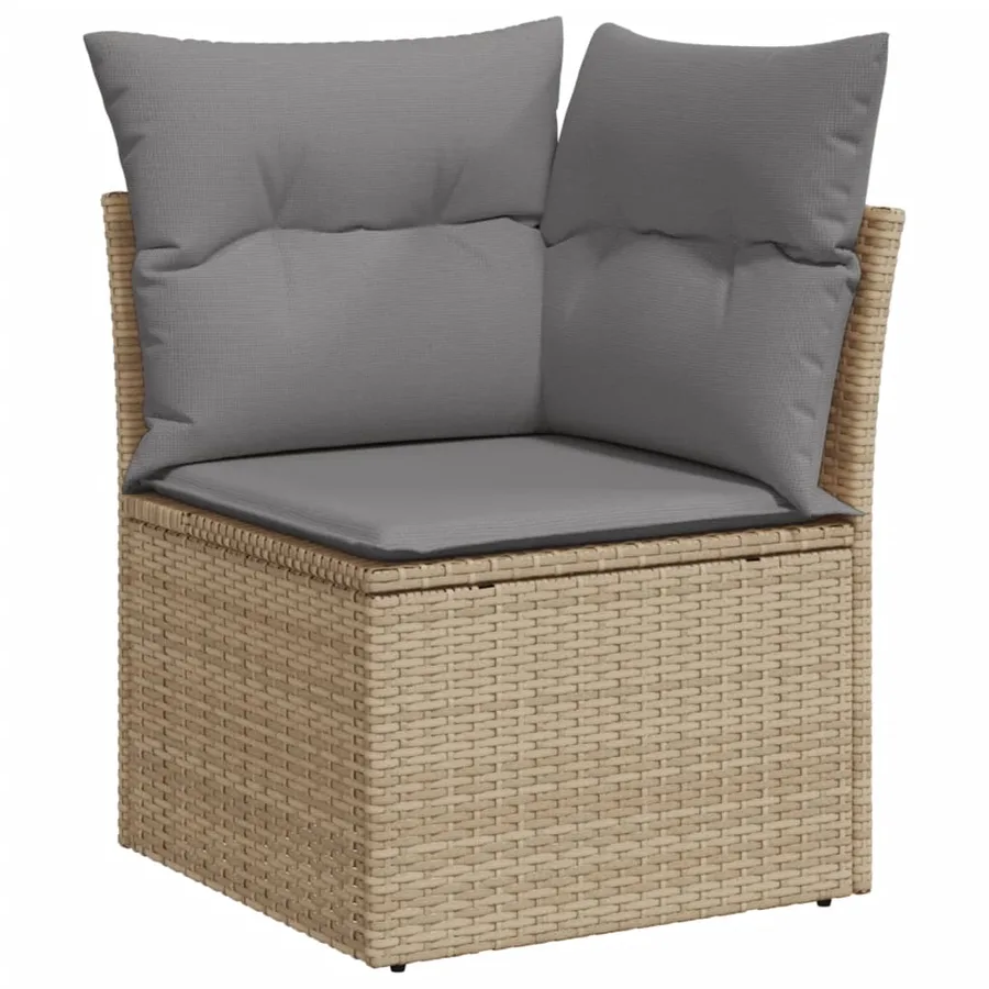 Salon de jardin avec coussins 9 pcs beige résine tressée - 4