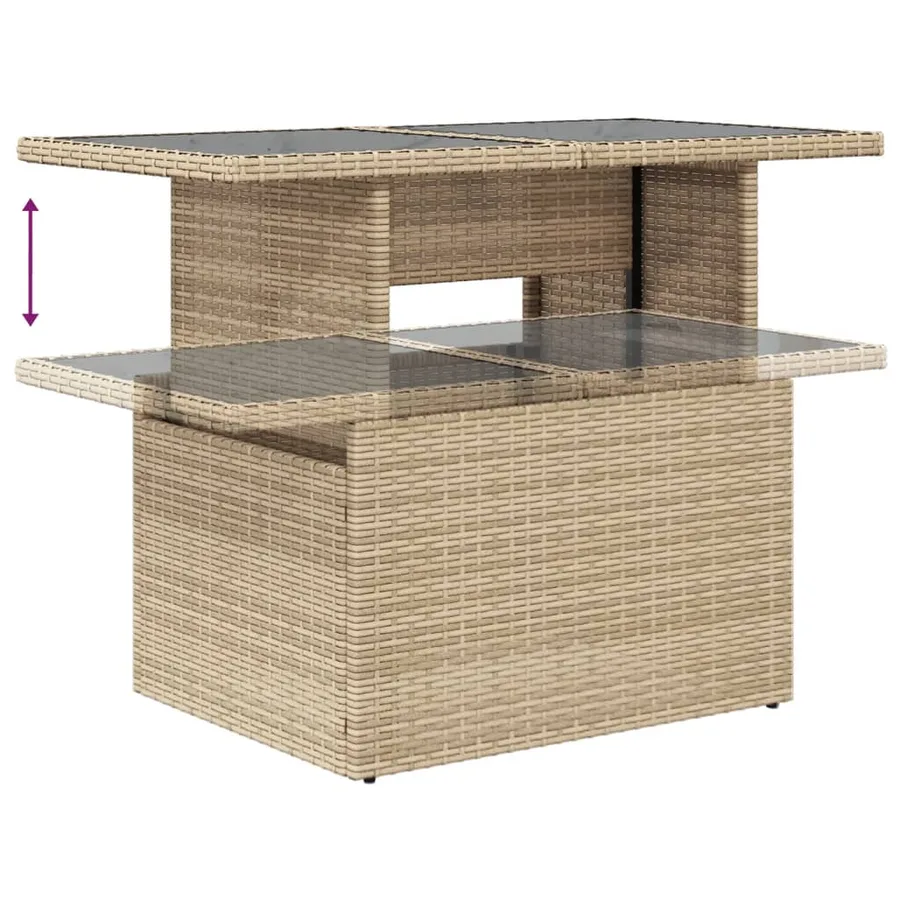 Salon de jardin avec coussins 9 pcs beige résine tressée - 6