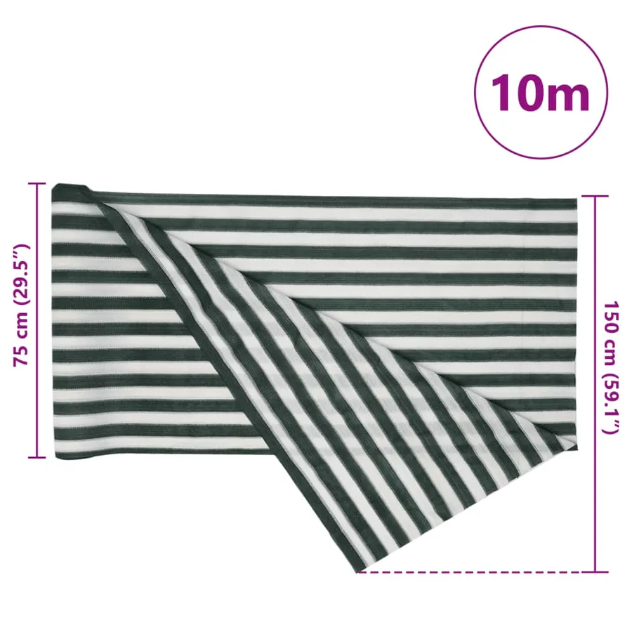 Filet brise-vue vert et blanc 1,5x10 m PEHD 150 g/m² - 8