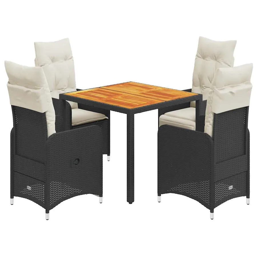 Ensemble de bistro de jardin 5 pcs coussins noir poly rotin - 2