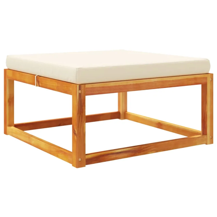 Repose-pied de jardin avec coussins bois massif d'acacia - 2