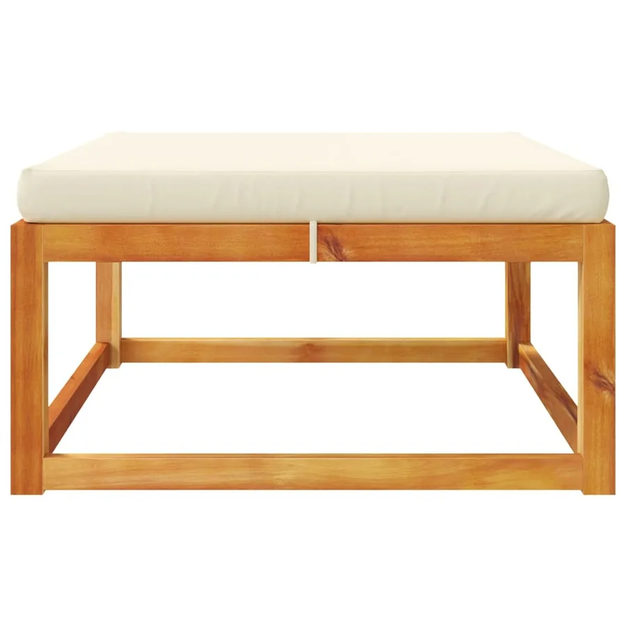 Repose-pied de jardin avec coussins bois massif d'acacia - 5