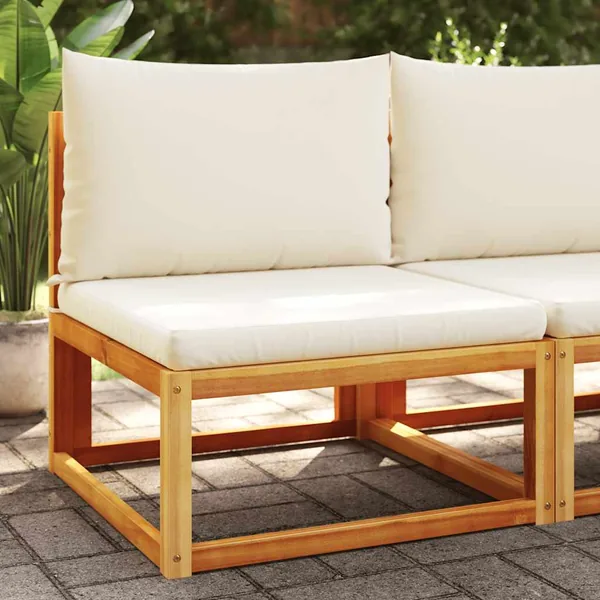 Canapé de jardin sans accoudoirs avec coussins en bois d'acacia et rotin