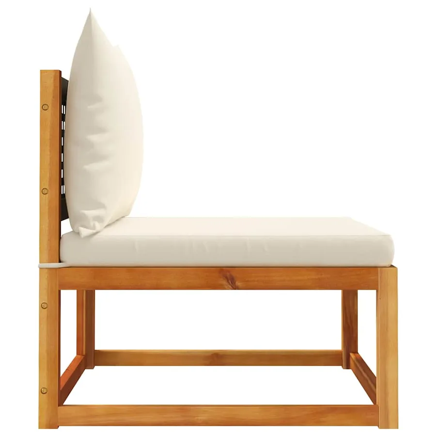 Canapé de jardin sans accoudoirs avec coussins en bois d'acacia et rotin - 5