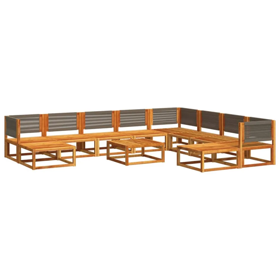 Ensemble de canapés de jardin 11 pièces avec coussins en bois d'acacia et corde - 3