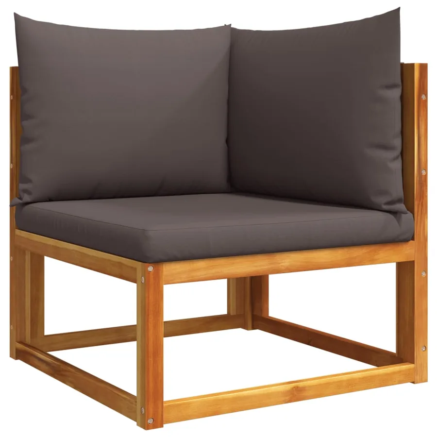 Ensemble de canapés de jardin 11 pièces avec coussins en bois d'acacia et corde - 6