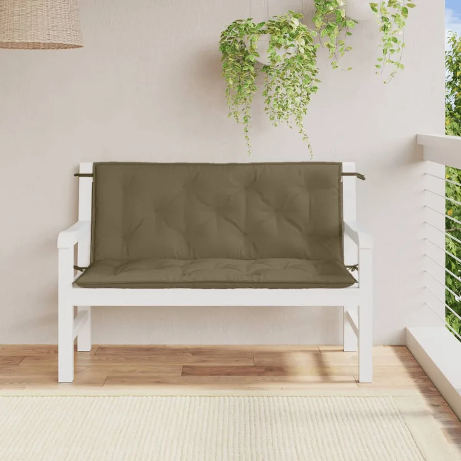 Coussins de banc de jardin lot de 2 taupe mélangé tissu - 3