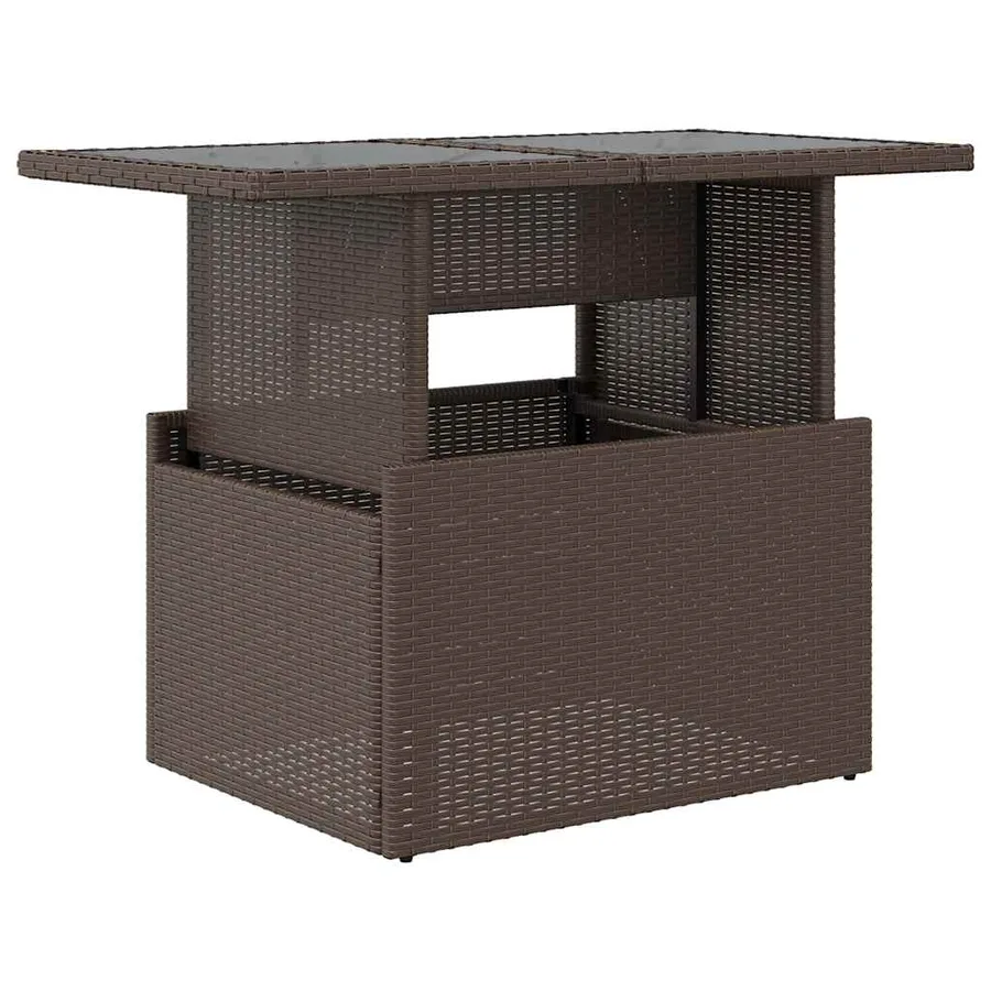 Table de jardin dessus en verre marron 100x55x73 cm poly rotin - 2