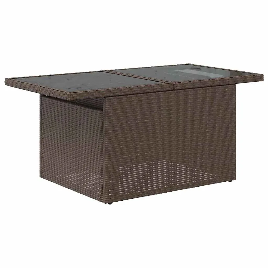Table de jardin dessus en verre marron 100x55x73 cm poly rotin - 4