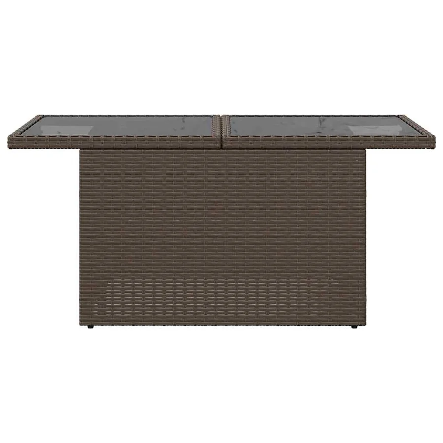 Table de jardin dessus en verre marron 100x55x73 cm poly rotin - 5