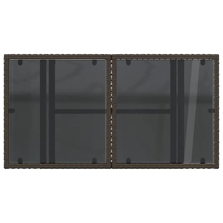 Table de jardin dessus en verre marron 100x55x73 cm poly rotin - 9