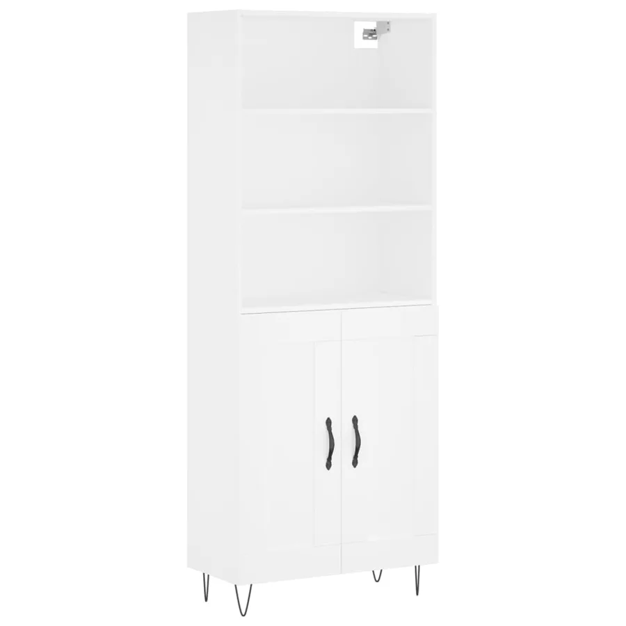 Buffet haut Blanc 69,5x34x180 cm Bois d'ingénierie - 2
