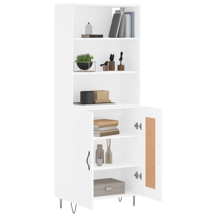 Buffet haut Blanc 69,5x34x180 cm Bois d'ingénierie - 3