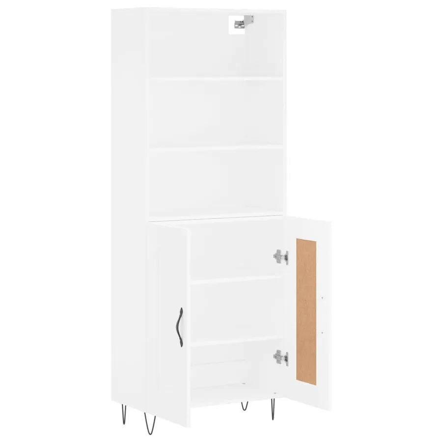 Buffet haut Blanc 69,5x34x180 cm Bois d'ingénierie - 4