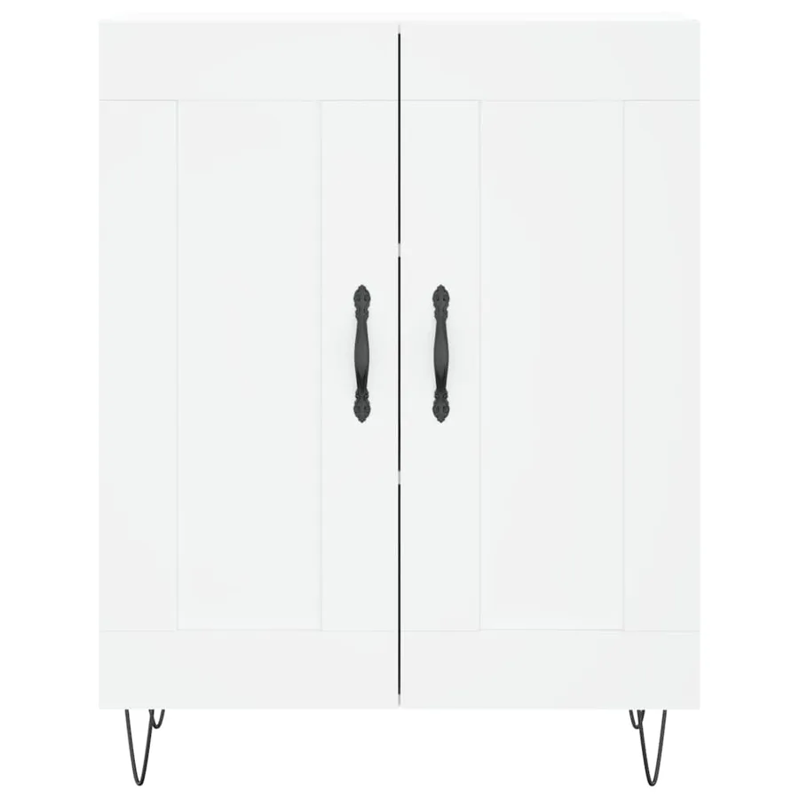 Buffet haut Blanc 69,5x34x180 cm Bois d'ingénierie - 8