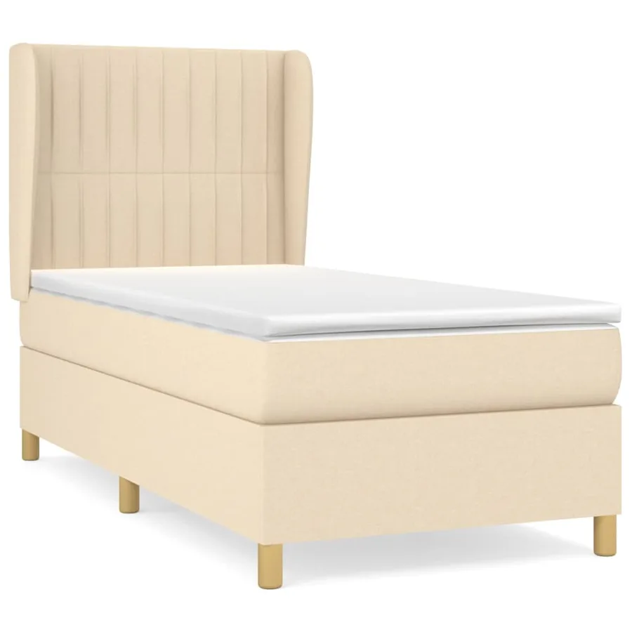 Sommier à lattes de lit et matelas Crème 90x190 cm Tissu - 2