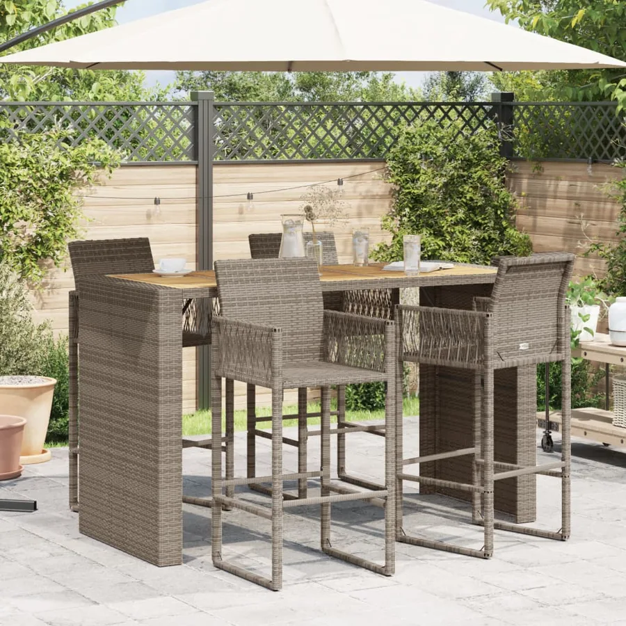 Table de bar de jardin et dessus en bois acacia résine tressée - 3