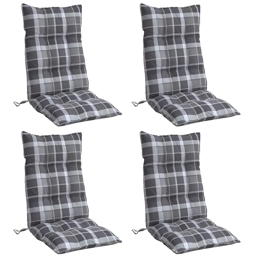 Coussins de chaise à dossier haut lot de 4 motif carreaux gris - 3