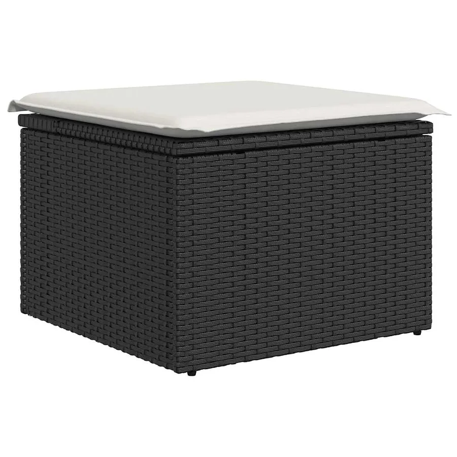 Salon de jardin 11 pcs avec coussins noir résine tressée - 5