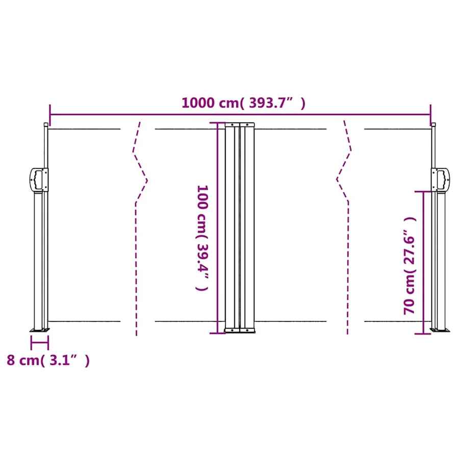 Auvent latéral rétractable crème 100x1000 cm - 10