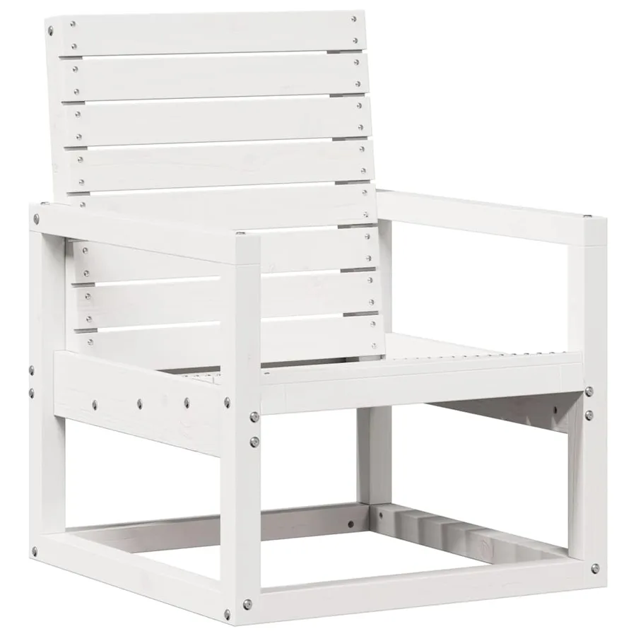 Salon de jardin 3 pcs blanc bois massif de pin - 4