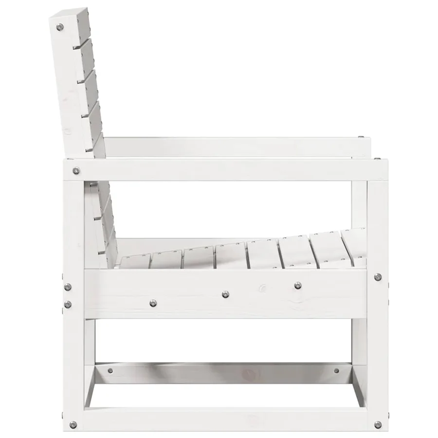 Salon de jardin 3 pcs blanc bois massif de pin - 5