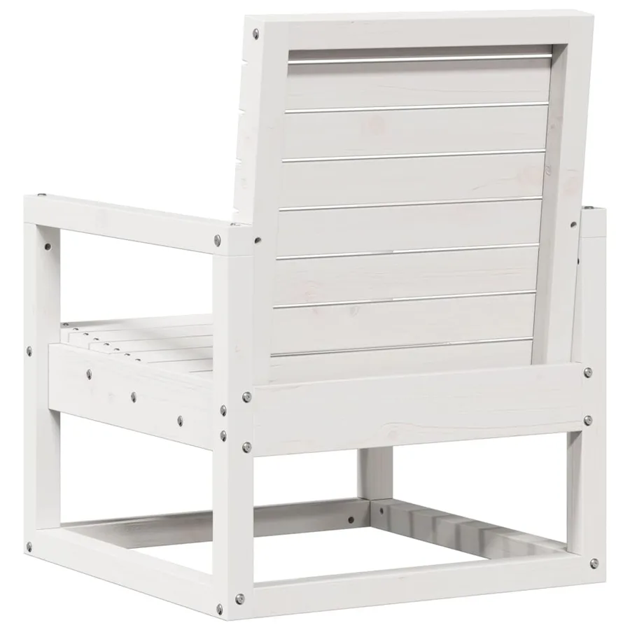 Salon de jardin 3 pcs blanc bois massif de pin - 6