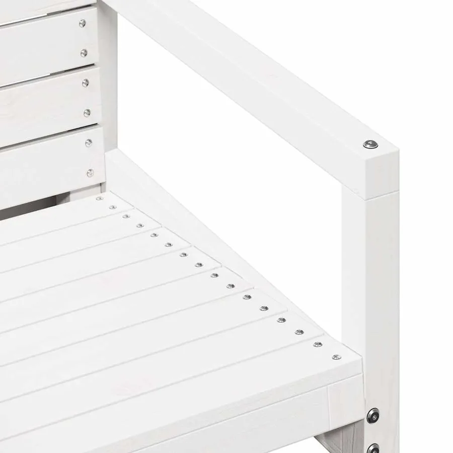 Salon de jardin 3 pcs blanc bois massif de pin - 7