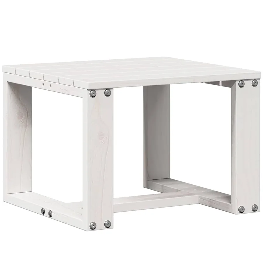 Salon de jardin 3 pcs blanc bois massif de pin - 8