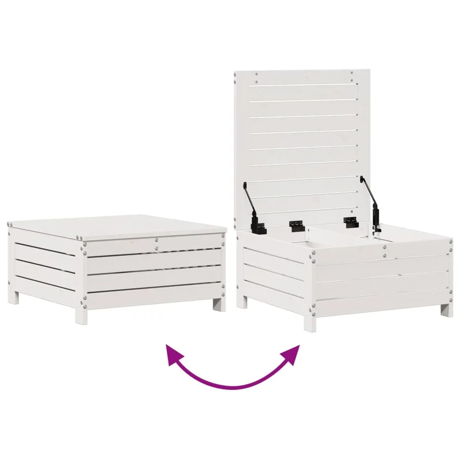 Salon de jardin 5 pcs avec coussins blanc bois massif de pin - 7