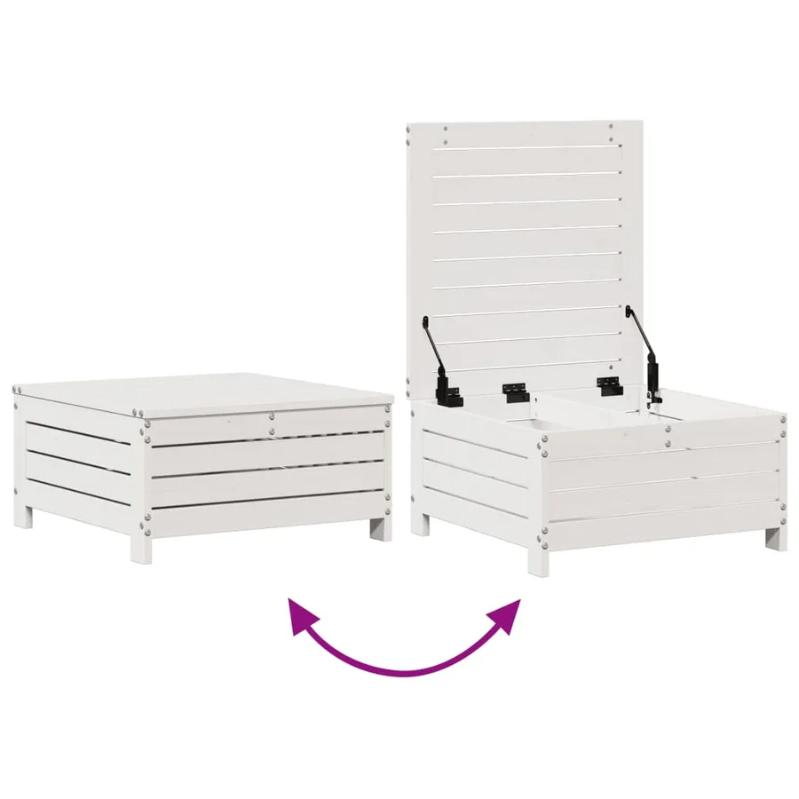 Salon de jardin 7 pcs avec coussins blanc bois de pin massif - 8