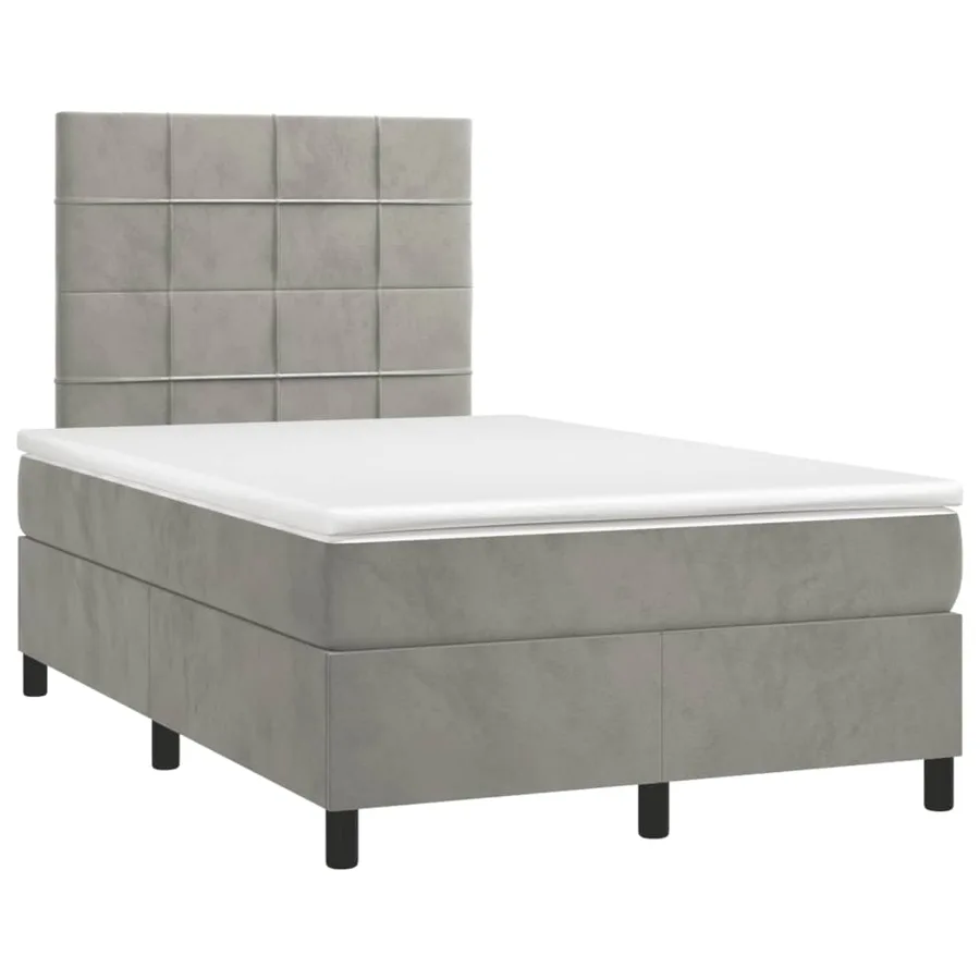 Sommier à lattes de lit et matelas gris clair 120x190cm velours - 2