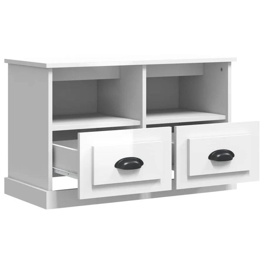 Meuble TV blanc brillant 80x35x50 cm bois d'ingénierie - 6