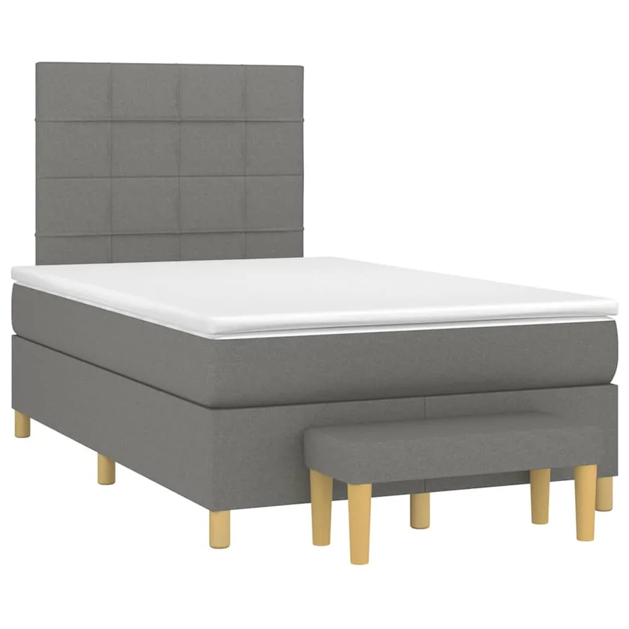 Sommier à lattes de lit avec matelas gris foncé 120x190cm tissu - 2