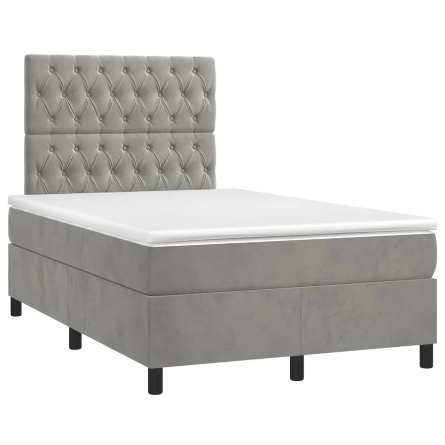 Sommier à lattes de lit avec matelas LED gris clair 120x190 cm - 3