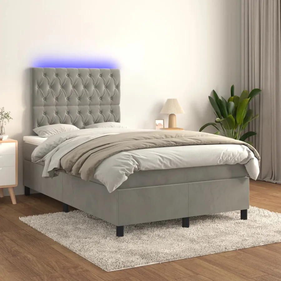 Sommier à lattes de lit avec matelas LED gris clair 120x190 cm - 5