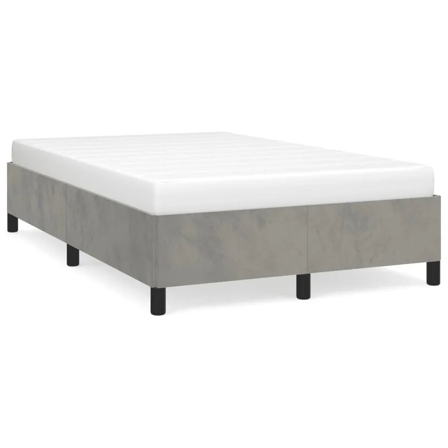 Cadre de lit sans matelas gris clair 120x190 cm velours - 2