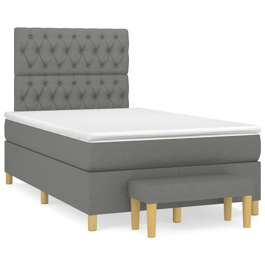 Sommier à lattes de lit avec matelas gris foncé 120x190cm tissu - 2