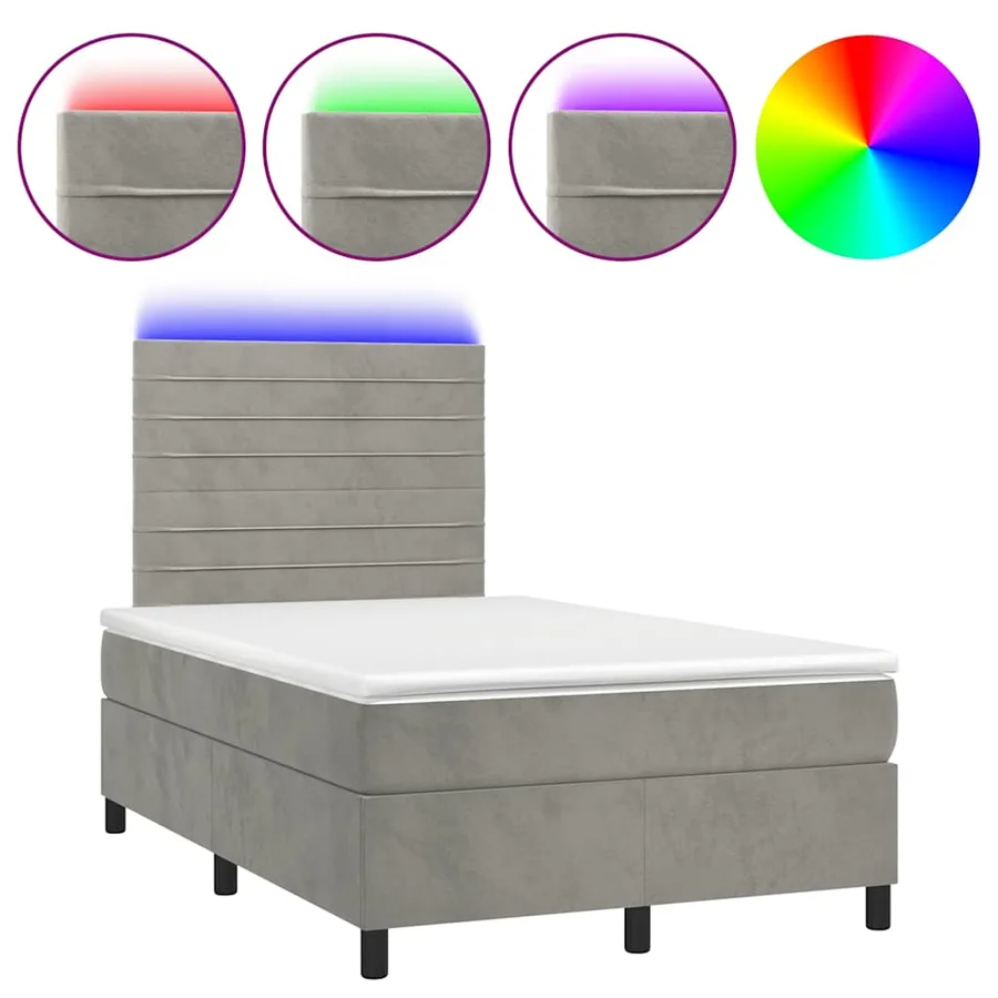 Sommier à lattes de lit avec matelas LED gris clair 120x190 cm - 2
