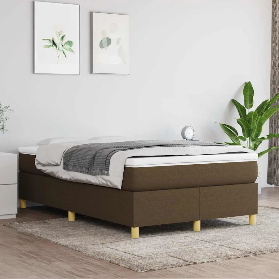 Sommier à lattes de lit et matelas marron foncé 120x190cm tissu - 3